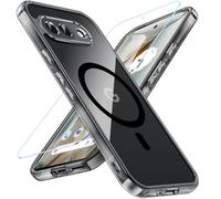Hensinple Coque de Telephone Magnétique pour Google Pixel 9a avec Verre Trempé, Compatible avec MagSafe, Étui Antichoc Résistant aux Rayures TPU Bumper Fin Transparent Arrière de Protection, Noir