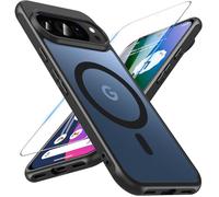 Hensinple Coque magnétique pour Google Pixel 10/Google Pixel 10 Pro avec protecteur d'écran en verre trempé, compatible avec MagSafe, coque arrière mate antichoc à 360°, noir