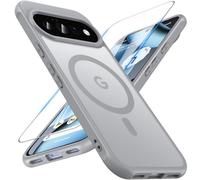Hensinple Coque magnétique pour Google Pixel 11/11 Pro avec protecteur d'écran, compatible avec MagSafe et Pixelsnap de qualité militaire résistante aux chocs, translucide, mate et rigide, gris