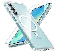 Hensinple Coque magnétique pour Samsung Galaxy A16 5G, coque magnétique Samsung A16 5G/4G avec protecteur d'écran, compatible avec MagSafe, coque militaire antichoc qui ne jaunit pas (transparent)