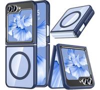 Hensinple Coque magnétique pour Samsung Galaxy Z Flip 6 [compatible avec MagSafe] Coque transparente antichoc fine robuste en polycarbonate rigide pour Galaxy Z Flip 6 Bleu
