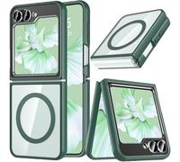 Hensinple Coque magnétique pour Samsung Galaxy Z Flip 6 [compatible avec MagSafe] Coque transparente antichoc fine robuste en polycarbonate rigide pour Galaxy Z Flip 6 Vert