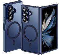 Hensinple Coque magnétique pour Samsung Galaxy Z Fold 7 [Compatible avec MagSafe] Coque Transparente Fine Antichoc en Polycarbonate Rigide Anti-jaunissement (Bleu)