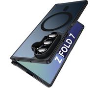 Hensinple Coque magnétique pour Samsung Galaxy Z Fold 7, compatible avec MagSafe, translucide, mate de qualité militaire, anti-chute, résistante aux chocs, en polycarbonate rigide (noir)