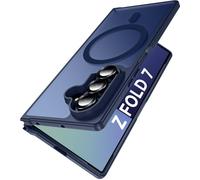 Hensinple Coque magnétique pour Samsung Galaxy Z Fold 7, compatible avec Magsafe, translucide, mate de qualité militaire, résistante aux chutes, résistante aux chocs (bleu)