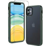Hensinple Coque pour iPhone 11, Coque iPhone 11 avec Verre Trempé Protection D'écran Antichoc Militaire 360 Degrés Résistante intégrale Complète Protection Bumper Etui Housse pour iPhone 11-Vert