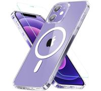 Hensinple Coque pour iPhone 12 avec protecteur d'écran, magnétique, militaire, résistante aux chocs, robuste, fine et transparente, pour iPhone 12, transparente
