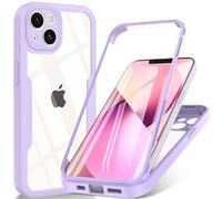 Hensinple Coque pour iPhone 13, iPhone 13 Coque avec Protection D'écran, 360 Degrés integrale Antichoc Anti-Rayures Bumper écran Protection Etui Housse pour iPhone 13 - Violet