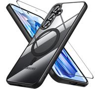 Hensinple Coque pour Samsung Galaxy A55 5G, A55 5G/A35 5G avec protecteur d'écran, magnétique militaire, résistante aux chocs, robuste, fine et transparente, pour Samsung A55 5G/A35 5G (noir)