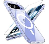 Hensinple Magnétique Coque pour Google Pixel 10/Pixe 10 Pro avec Verre Trempé,Compatible avec Magsafe,Étui Translucide Mat Antichoc Anti Rayures Mince Coque pour Pixel 10/10 Pro(Transparente)