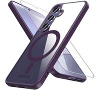 Hensinple pour Coque Samsung S25/S24 Magnétique,Coque Samsung Galaxy S25/S24 avec Magsafe Verre Trempé Protection D'écran Antichoc Militaire Résistante Bumper Housse Galaxy S25/S24-Violet