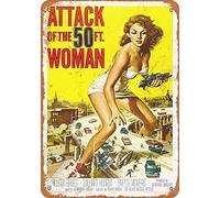 Henson 1958 Attack of The 50 Foot Woman Movie Nostalgic Art Beautiful Traditional Tin Sign Metal Painted Modern Wall Decoration Art Poster Game Room House Rules Street Sign