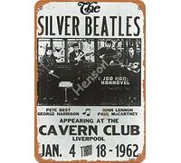 Henson The Beatles Silver Beatles Cavern Club 1962 Vintage Tin Sign Logo 12 * 8 inches Advertising Eye-Catching Wall Decoration