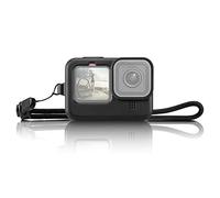 Hensych pour Go-Pro HERO10 Black/HERO9 Coque de Protection en Silicone avec dragonne et Housse d'objectif Noir