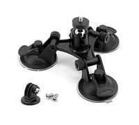 Hensych Support triple ventouse support pour appareil photo triple ventouse support triangle angle bas + adaptateur trépied 1/4" compatible avec la plupart des caméras avec vis 1/4