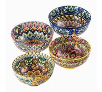 Henten Home Bols à Soupe, Bols à Dessert de 4 Pieces pour Muesli/Salade/Soupe/Cornflakes, Boho Bol a Petit-déjeuner -Multicolore