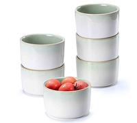 Henten Home Moule à Soufflé Crème Brulée, Ramequin Dish Vert en Porcelaine 9oz - 280ml, Coupelle à Dessert pour Four et Micro-Onde - Vert, Set de 6Pcs