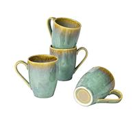 Henten Home Tasses à Café Porcelaine de 350ml, Tasse à Thé avec Poignée pour Déjeuner Dinner, Vaisselle de Service Coupes à Café pour 4 Personnes - Set Mug de 4 Pcs