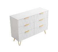 Henunem Commode 6 tiroirs Meuble de Rangement Bois Chambre Enfant Adulte Buffet Salon Commode Style Simple et Élégant,Manche et Pieds Couleurs Dorées Buffet pour Chambre,Bureau (1, Losange-6 tiroirs)