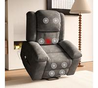 Henunem Fauteuil Releveur Électrique,Fauteuil Massant Relax avec Fonction Massage et Chaleur,Aide à la Verticalisation, Massage, Chauffage, Repose-Pieds, Poches, Port USB, Tissu Éponge (Gris)