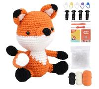 Henunem Kit Crochet, Crochet Kit Débutants Pour Crocheter Des Animaux,Kit Crochet Debutant Complet avec Une Analyse Vidéo étape Par étape-Cerf Sika (Renard, Orange)