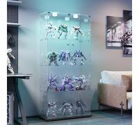 Henunem Vitrine,Armoires Vitrées de Présentation 163x80x35cm,4 Couches avec LED 2 Porte et Serrure,Armoire de Collection Moderne en Verre,Armoire de Rangement en Verre Debout pour Salon,Bureau