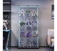 Henunem Vitrine,Armoires Vitrées de Présentation 163x80x35cm,4 Couches avec LED 2 Porte et Serrure,Armoire de Collection Moderne en Verre,Armoire de Rangement en Verre Debout pour Salon,Bureau