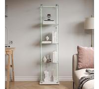 Henunem Vitrine en Verre avec LED,4 étagères,163x40x35cm Meuble vitrine Verre avec Multiple Couleurs RVB et 1 Portes,Serrure,Vitrines pour Collection,Transparent Armoir de Verres Debout pour Salon