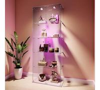 Henunem Vitrine,vitrine en Verre de 187x79x35cm,5 Couches avec LED 2 Porte et Serrure,Armoire de Collection Moderne en Verres,Armoire de Rangement en Verre Debout pour Salon,Chambre à Coucher, Bureau