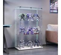 Henunem Vitrine,Vitrines en Verre de 123x60x35cm,3 Couches avec LED 2 Porte et Serrure de Sécurité,Armoire de Collection Moderne en Verre,Armoire de Rangement en Verres Debout pour Salon,Bureau