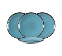 HENXFEN LEAD Assiette plate Porcelaine, Assiette à pâtes Set d'assiettes à déjeuner, 26cm Grandes assiettes à manger, Sky Blue