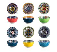 HENXFEN LEAD bol à dessert, bol à snack 360ml, bol à salade en porcelaine pour glace, riz, dessert, etc. Coloré, pack de 6 - Style Bohème