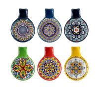 HENXFEN LEAD Porte-cuillères en céramique, lot de 6 ustensiles de cuisine Vaisselle Porte-cuillères en porcelaine pour cuillères, louches, pinces. Coloré, lot de 6 - style bohème