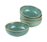 HENXFEN LEAD saladiers, 530ml bols à soupe en céramique, set de 4 bols à fruits en porcelaine, Vert brillant
