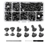 Henxing 110 Pièces Vis Chicago, Rivets à Vis M5 Set, Longueur de Vis de 4/5/6/8/10/12 mm, Rivet Cuir pour la Décoration en Cuir DIY, Cadres de Livres, Sacs, Bottes