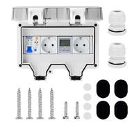 HENYEER Boîte de distribution en saillie avec compteur électrique 230 V, boîte à fusibles étanche IP66 en saillie, boîtes de distribution murales avec dispositif différentiel résiduel 16 A et prise
