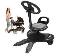 HENYEER Planche à roulettes avec siège et volant,repose-pieds universel pour toutes les poussettes, pivotante à 360°, plateforme pour chariot pour enfants de 2 à 6 ans, jusqu'à 50 kg pour les familles