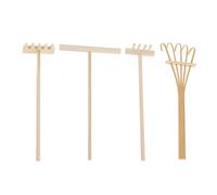 HENYGEN Lot de 4 râteaux à sable miniatures avec manche en bois pour la maison et la décoration, les méditations, accessoires de jardinage