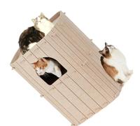 HENYGEN Niche pour animal domestique à double étage avec plateforme d'observation séparée pour chat timide toute l'année