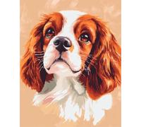 Henypt 14CT Broderie Point De Croix Kit Complet Animaux Cavalier King Charles Spaniel Pré-Imprimé Broderie Starter Complet Kit Broder Motif Décoration Debutant Murale 50x70cm