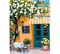 Henypt 14CT Broderie Point De Croix Kit Complet Débutant Café Cartoon Street Diy Broderie À La Main Compté Adultes Pré-Imprimé Cross Stitch Debutant Starter 80x100cm