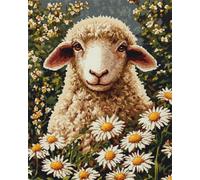 Henypt 14CT Broderie Point De Croix Kit Complet Débutant Moutons，Animaux Et Fleurs Diy Broderie À La Main Compté Adultes Pré-Imprimé Cross Stitch Debutant Starter 80x100cm