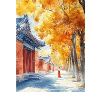 Henypt 14CT Point De Croix Kit Complet Architecture Orientale À L'Aquarelle Diy Broderie À La Main Compté Adultes Pré-Imprimé Cross Stitch Debutant Starter 80x100cm