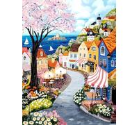 Henypt 14CT Point De Croix Kit Complet Debutant Boutique Cartoon Street Diy Broderie À La Main Compté Adultes Pré-Imprimé Cross Stitch Debutant Starter 80x100cm