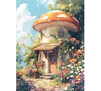 Henypt 14CT Point De Croix Kit Complet Debutant Maison De Champignons De Dessin Animé Diy Broderie À La Main Compté Adultes Pré-Imprimé Cross Stitch Debutant Starter 80x100cm