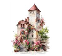 Henypt 14CT Point De Croix Kit Complet Paysages De Fleurs Et De Châteaux Diy Broderie À La Main Compté Adultes Pré-Imprimé Cross Stitch Debutant Starter 80x100cm