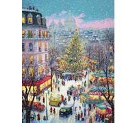 Henypt Broderie Point de Croix Rue des dessins animés Paysage DIY Kit de Broderie Débutants et Personnes âgées,Avec Accessoires Créations Artisanales/Cadeaux 14CT 40x50cm