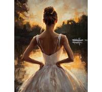 Henypt Canevas Broderie Point De Croix Kit Complet Adulte Debutant Compté Pré Imprimé Estampillé Moderne Débutant Avec Fils, Vue De Dos D'Une Jolie Fille 40X50Cm 11Ct Cross Stitch Loisirs Créatifs