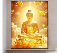 Henypt Canevas Broderie Point De Croix Kit Complet Adulte Debutant Compté Pré Imprimé Estampillé Moderne Débutant Avec Fils, Portrait De Lotus 40 X 50 Cm Point De Broderie Précis Imprimés Motif Du