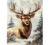Henypt canevas kit complet adulte,Élan,animal de la forêt,11CT imprimé broderie point de croix,complet Kit de Broderie Fait à la Main pour art décoration,30x40cm